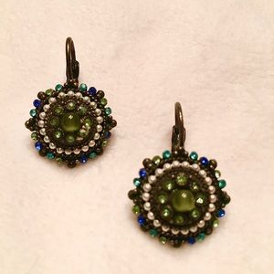 Blue-green medallion fashion earrings
